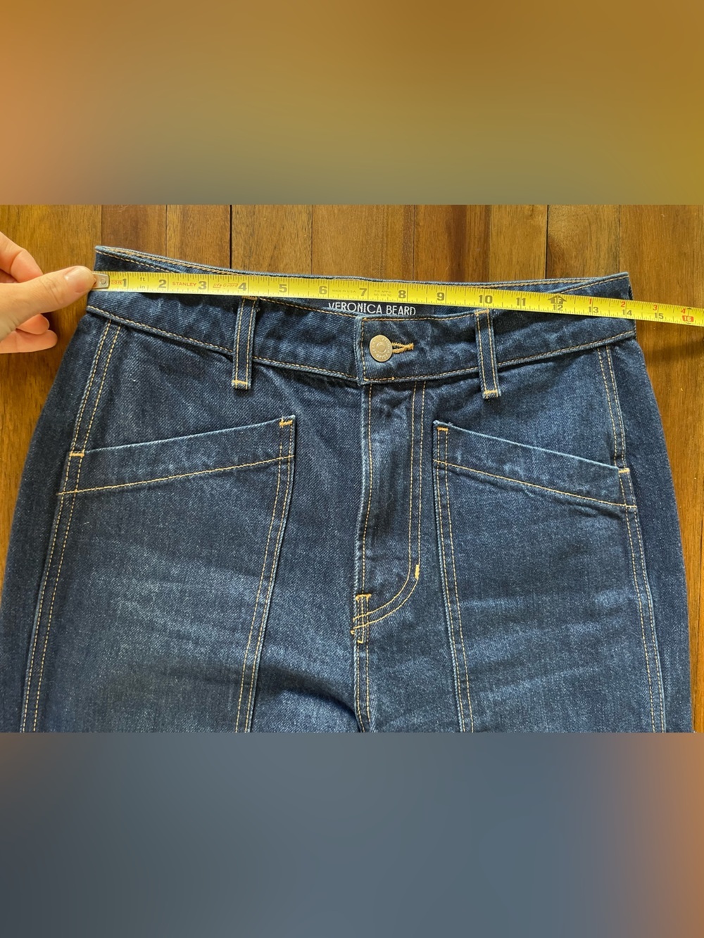 Veronica Beard Dylan High Rise Straight Leg Jean Full Length Wide Cuff hem - Picture 8 of 16